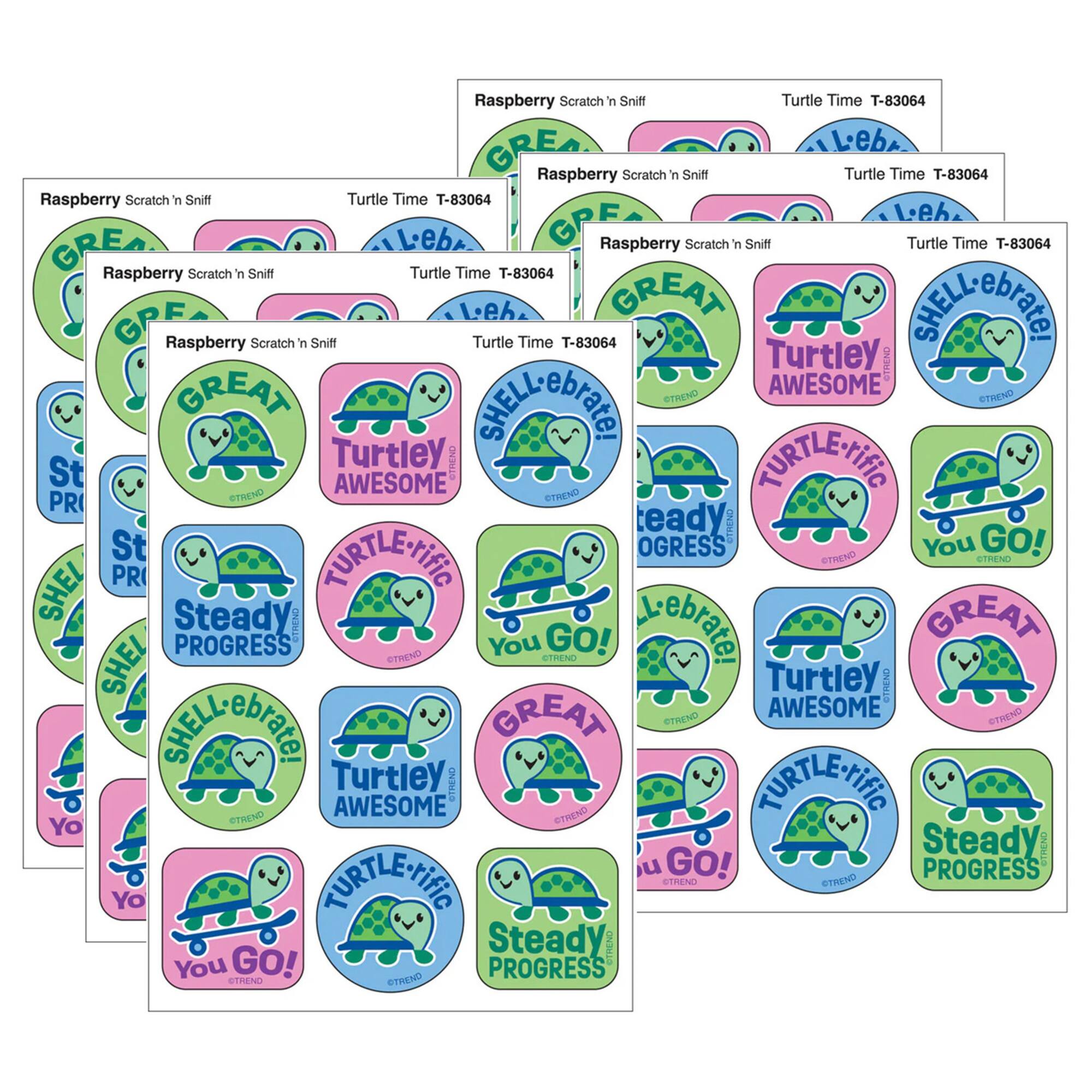 TREND Enterprises® Turtle Time, Raspberry Scent Scratch 'n Sniff Stinky Stickers®, 48 Per Pack, 6 Packs total of 288